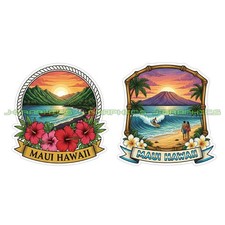 Maui Hawaii Aloha Vinyl Decal Sticker Beach Hawaiian 2 Pack C