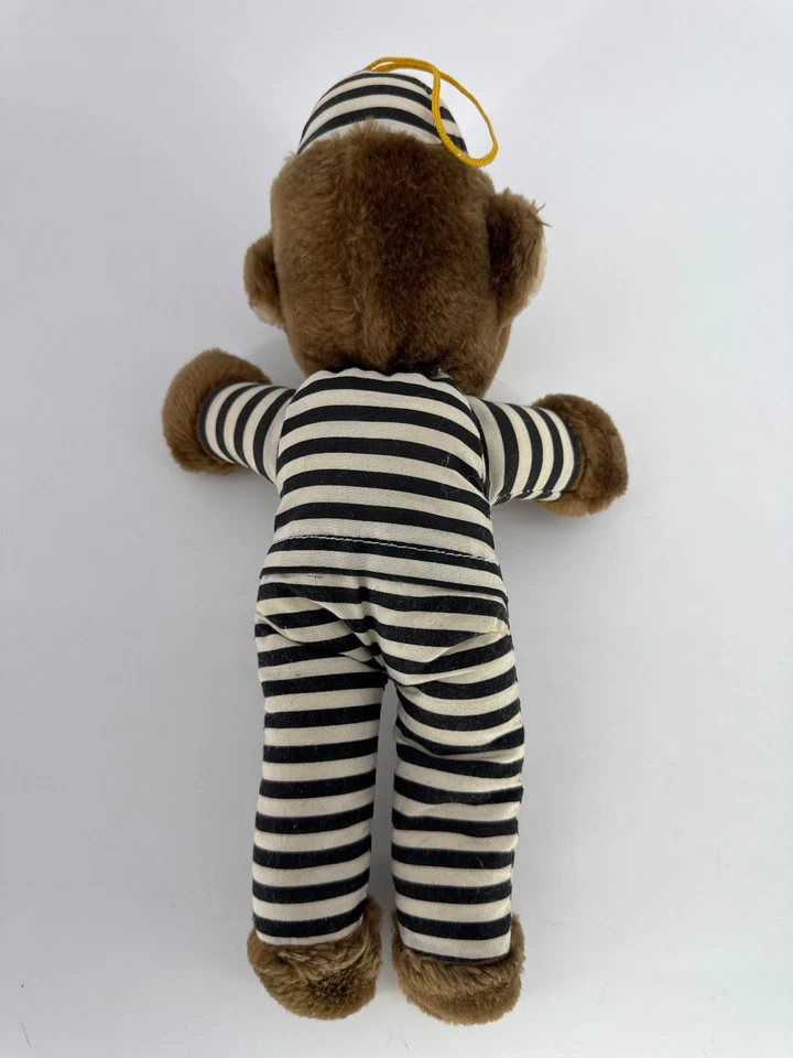 Muñeca de peluche mono prisión de Alcatraz 12" número no listado a rayas cárcel traje juguete Foto 4 de 4