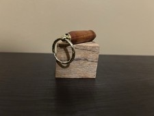 Wood Turned Handmade Wooden Decorative Key Chain With Gold Hardware.