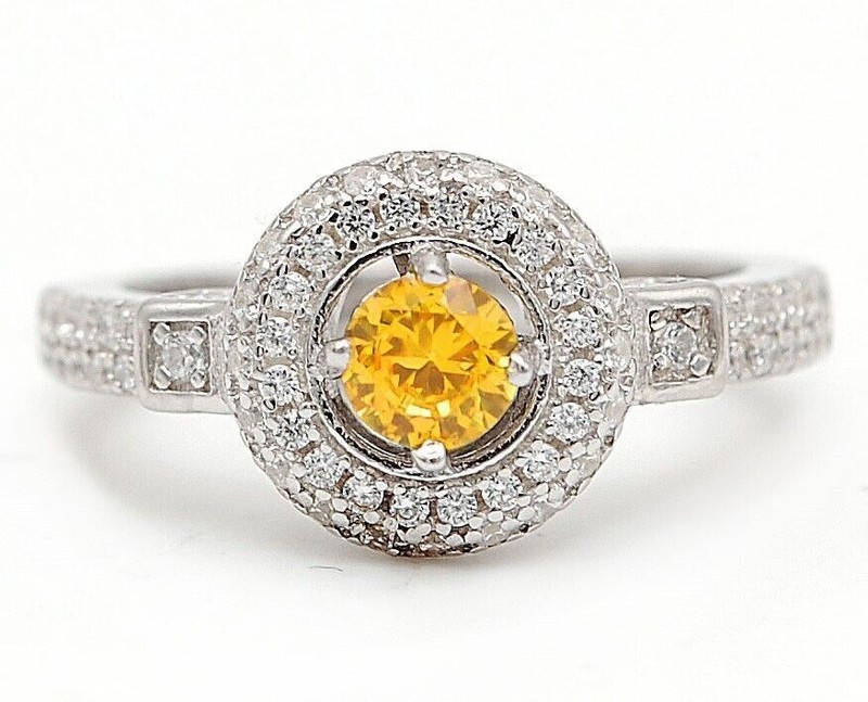2CT Heat Treated Yellow Topaz 925 Solid Sterling Silver Ring Sz 7 &2-5