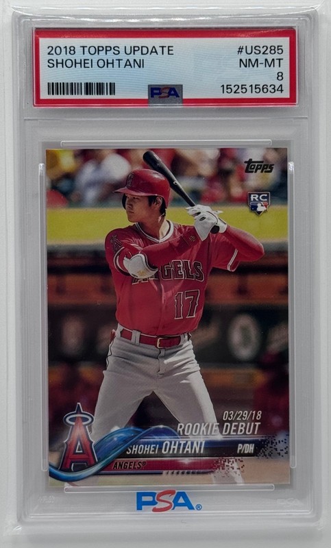 2018 Topps Update Shohei Ohtani #US285 RC Los Angeles Angels PSA 8