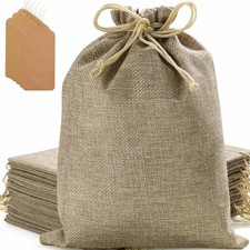 6 PCS 12x16 Inch Burlap Gift Bags with Drawstring and Gift Tags, Burlap Sack,...