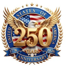 2pcs American Flag Car Stickers and Decals, USA 250th Anniversary Yellow Eagle