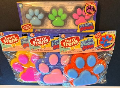 Squishy Bundle Lot: 3 Jumbo Squeeze Paws HUGE 7  Tall & 1 Pack Of 4 Minis 2 