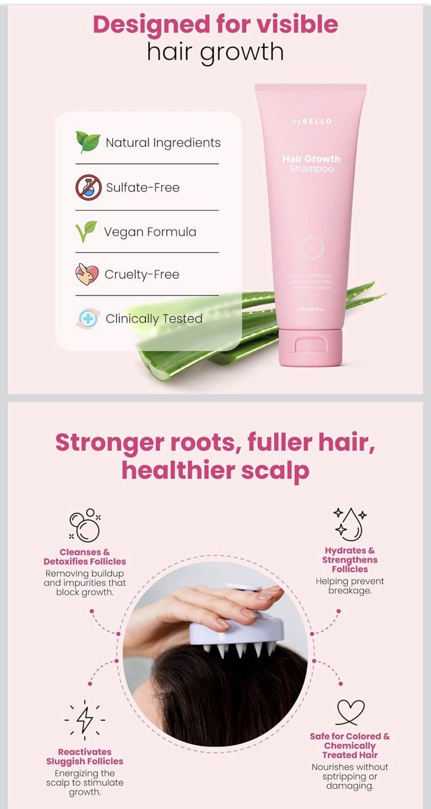 Trybello Hair Growth Shampoo | Natural Hair Thickening & Scalp Detox | Sulfate