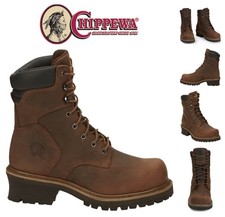 CHIPPEWA EH Hador 8" Steel Toe Logger Boots Mens Sz 12 Tough Bark Brown NEW $218