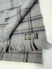 100 Pure Cashmere Plaid Scarf Gray Plaid Fringe Made in Italy 50  x 12  New