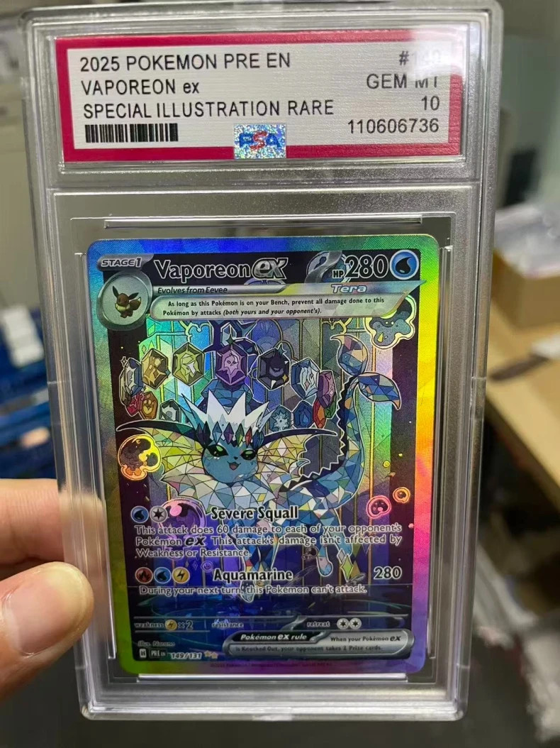 2025 Pokemon English SV8a Vaporeon ex SAR #149 PSA 10 GEM MT DIY Custom Art Card view 5