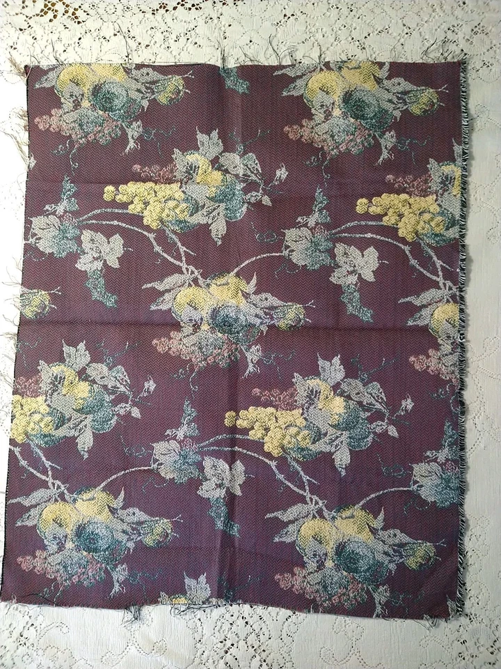 REMNANT Tapestry Upholstery Fabric 29" L x 24" W Grapes Fruit Floral - Image 4 of 4