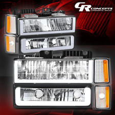 Chrome U-tube Drl Led Headlight Bumper Signal Lamps For 1988-1993 Chevy Ck