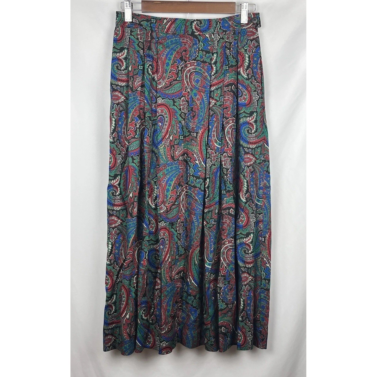 Vintage Pendleton Sophisticates Paisley Maxi Skirt w/ Pockets 80s 90s Size 8