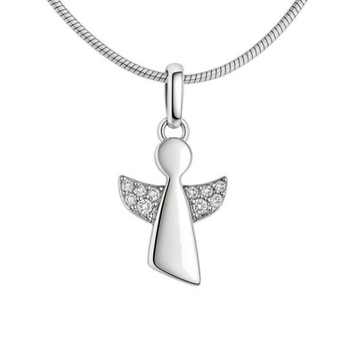 925er Silber Unisex Anhänger Fliegender Engel Schutzengel m. Zirkonia ohne Kette
