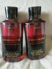 2 Bath Body Works Adrenaline Mens 3 in 1 Hair Face Body Wash 10 oz Each