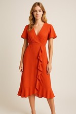 MICHAEL Michael Kors Faux Wrap Mini Dress Bright Deep Orange Size Large