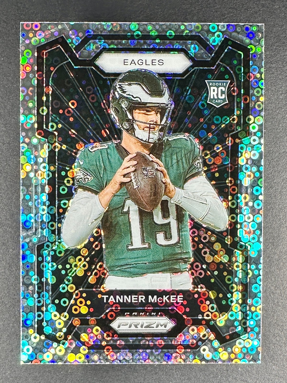 Tanner McKee 2023 Panini Prizm Variation No Huddle Disco Prizm Rookie #319