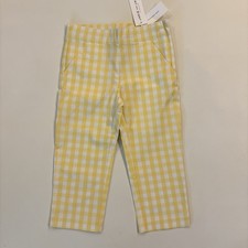 Janie  Jack Girl  s 4T Ginham  Double Cream  Yellow Plaid Cropped Pants