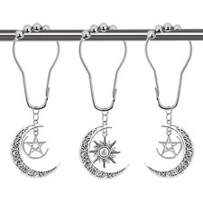 Yuiviot Shower Curtain Hooks Rings 12Pack , Decorative Moon Moon, Star, Sun