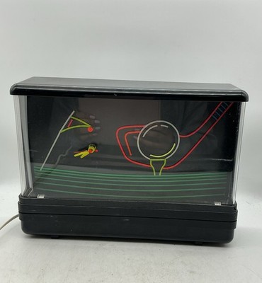 Vtg GEMINI Display Ltd NEON Black Light CLOCK Bar Cocktail GOLF 80s (N6)