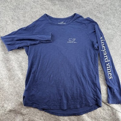 Vineyard Vines Long Sleeve T-Shirt Womens XL Navy Blue Whale Logo Graphic Tee
