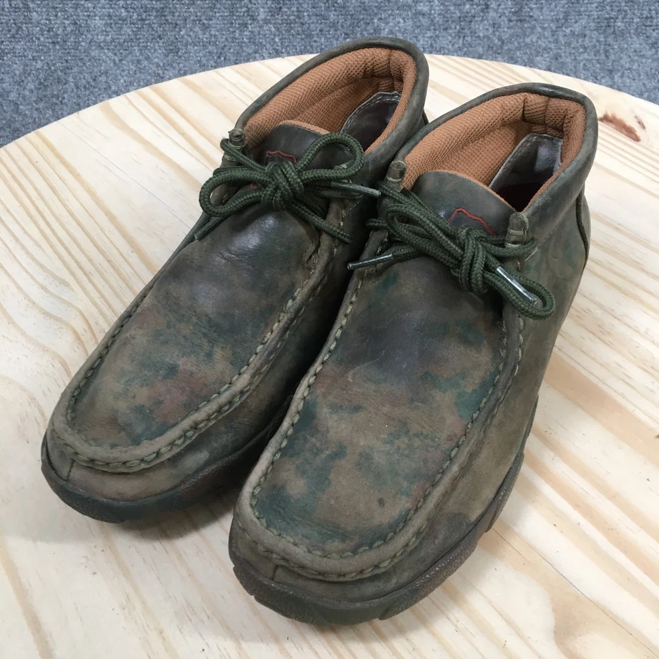 Twisted X Boots Womens 6.5 M Chukka Driving Mocs Green Faux Leather Ankle Top - Image 3 of 4