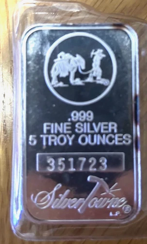 5 OZ SILVER TOWNE .999 UNCIRCULATED BAR