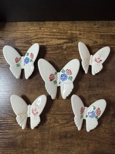 Set of 5 Vintage Lasting Products Ceramic Porcelain Hanging Butterflies Wall Art