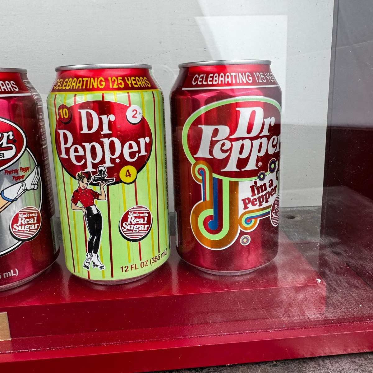 DR PEPPER 125 Year Anniversary Can Set Of 6 Wooden Display Case