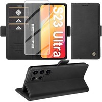 HandyhüLle Flip Case Schwarz Leder Mit Standfunktion Kartenfach FüR Galaxy S23
