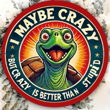 Vintage Style Turtle Tin Metal Signs Wall Art - 8x8 Inch Round Aluminum Foil Eng