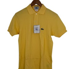 Vintage IZOD Lacoste Homme Yellow 100 Cotton Short Sleeve Polo Shirt Dead Stock