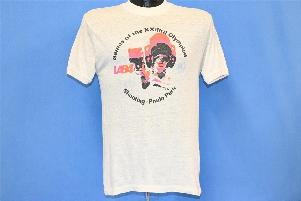 vintage 80s LA84 LOS ANGELES OLYMPIC GAMES SHOOTING PRADO PARK t-shirt SMALL S - Image 2 of 4