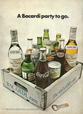 1973 Bacardi Rum Party To Go Coca-Cola Pepsi 7UP Fresca vintage Print AD 70's