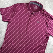 Under Armour The Playoff Polo Mens 2XL Purple Stretch Performance Golf Stripe