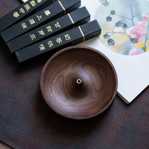 North American Black Walnut Solid Wood Incense Stick Round Incense Burner - Imagen 1 de 7