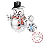 Charms Anhänger Schneemann Schneeflocke rot Damen Armband 925 Sterling Silber
