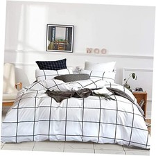 White Grid Comforter Set Big Grid Bedding Set Full White Black Plaid Printed