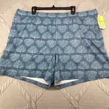 All in Motion Hybrid Shorts Mens Size XXL Blue Palm Print Unlined UV Zip Pocket