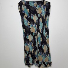 VTG Y2K Women Whimsigoth Fairy Grunge Skirt 16 Black Floral Chiffon Maxi Flowy