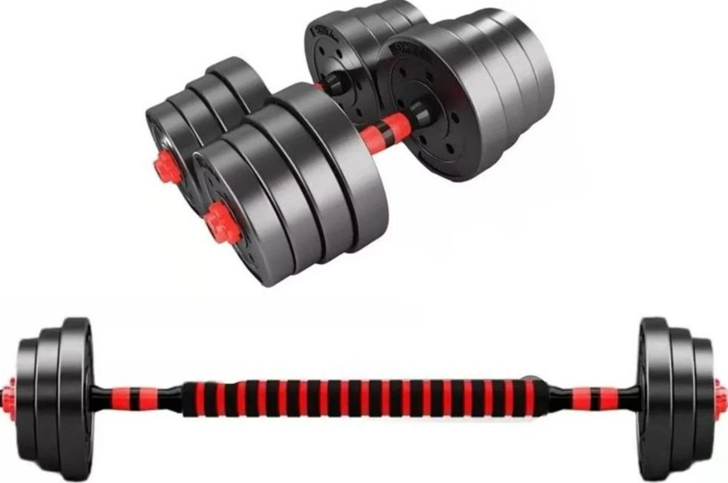 Gym Universe 30kg Dumbbell Barbell 3-in-1 Home Fitness Set New - weightlifting