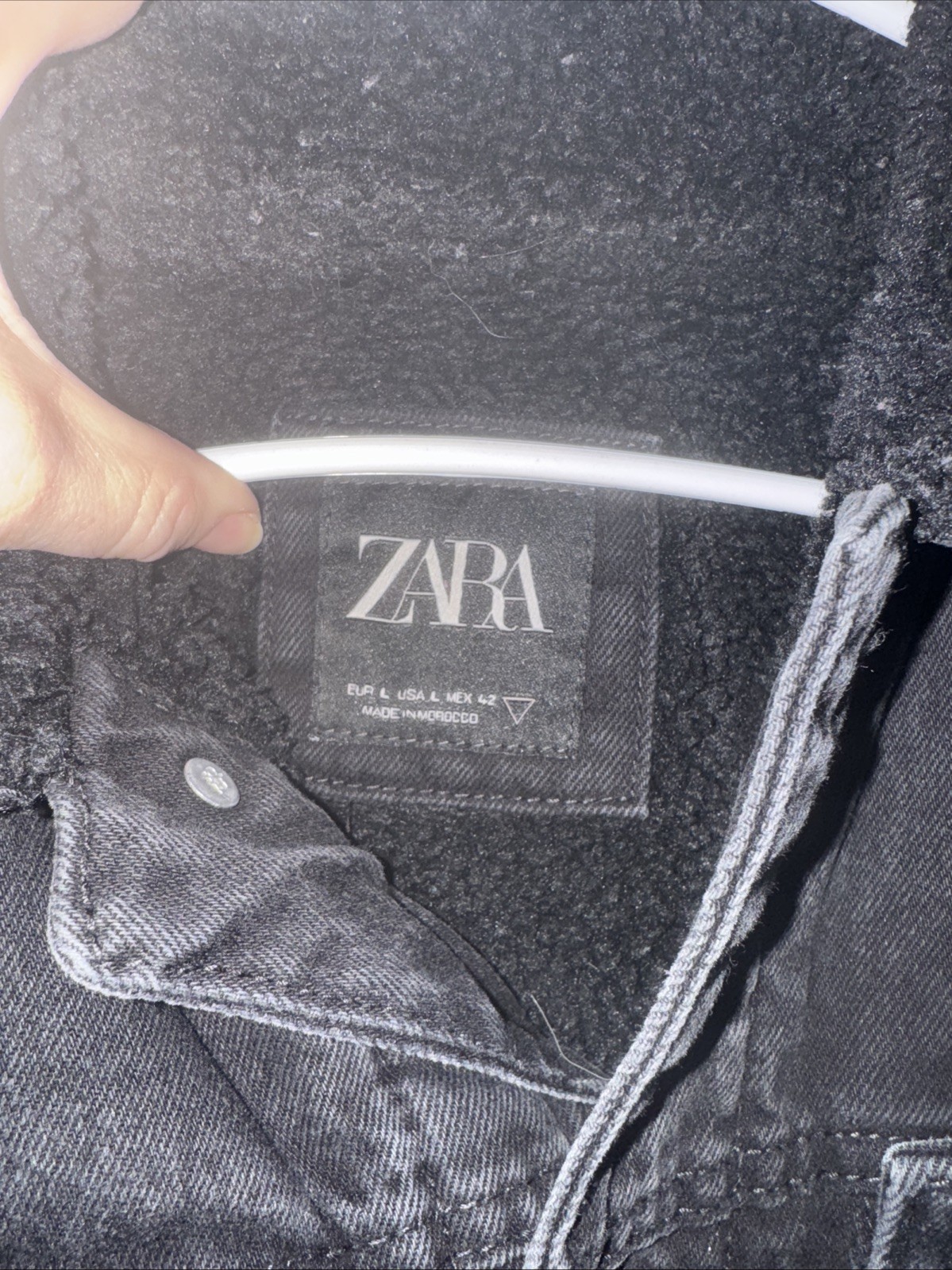 Zara Wool Lined Black Denim Button Down Jacket Sz… - image 2
