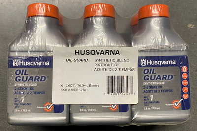 #ad 6 Pack Husqvarna OilGaurd Premium 2 Cycle 2 Stroke Oil Treats 1 Gallon of Gas $18.95
