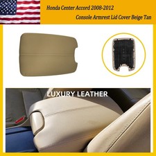 Fits 2008-2012 Honda Accord Leather Center Console Lid Armrest Cover Beige Tan