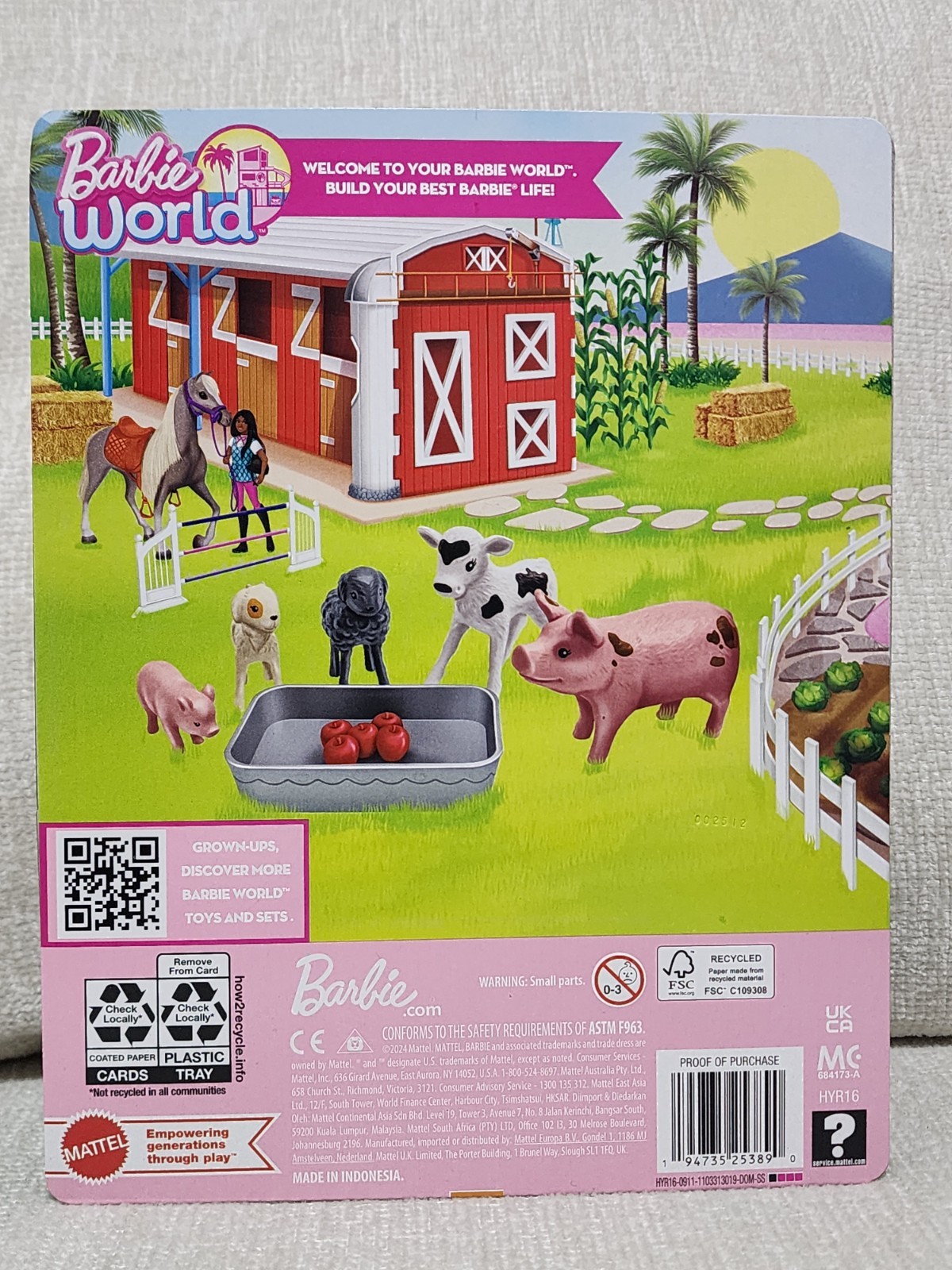 Barbie World Fun On The Farm Animal Set With Accessories