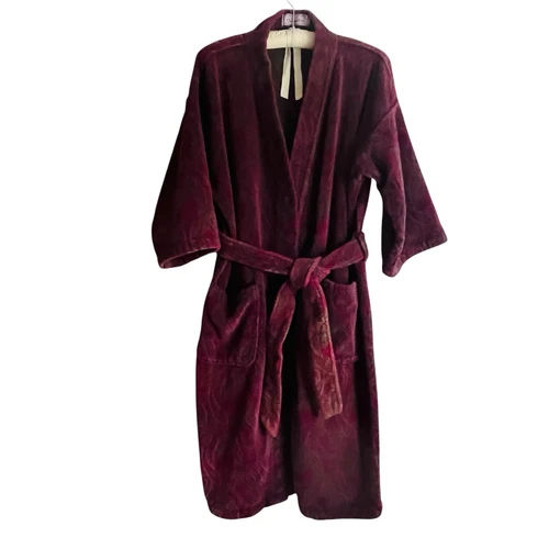 Peignoir vintage années 1990 Christian Dior Le Connaisseur vert éponge violet cachemire OS