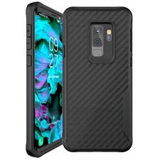Carbon Fiber Pattern Slim Case for Samsung Galaxy S9 Plus, Shockproof - Black