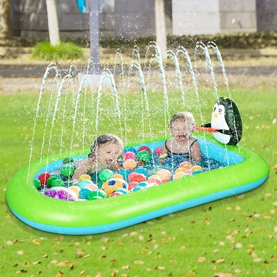 Inflatable Splash Pad Toddlers Kids 68'' Backyard Water Play Basketball Hoop Toy