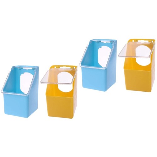 Set of 2 Hanging Box Trough Chicken Feed Container Pet Bird Feeder Baby