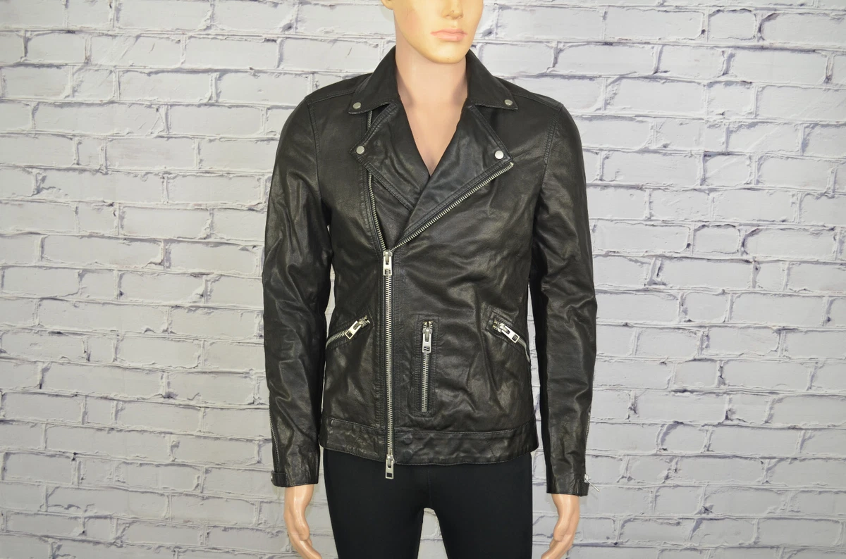 Leather biker jacket mens clearance ebay
