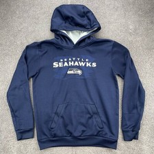 Seattle Seahawks Hoodie Sweatshirt Boys Football Large 14/16 Navy Blue Pullover