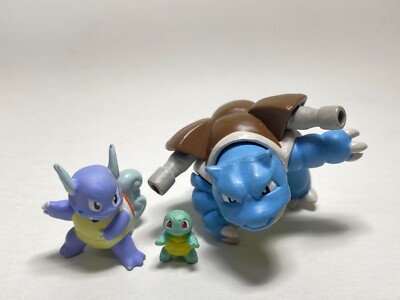Squirtle, Wartortle, Blastoise(H0.4''-1.2'')Pokemon Zukan 1/40 Collection Figure.